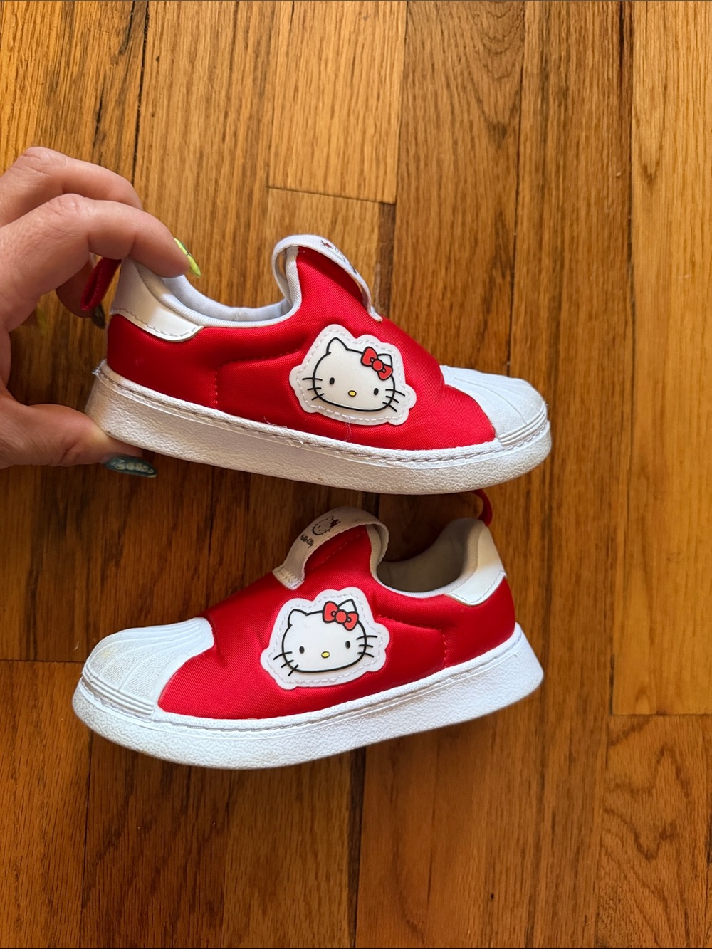 adidas Originals Kids Red and White Hello Kitty Slip-On Sneakers - Picture 7 of 8
